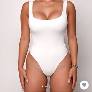 Simple Life Body Suit White, Tan, and Brown
